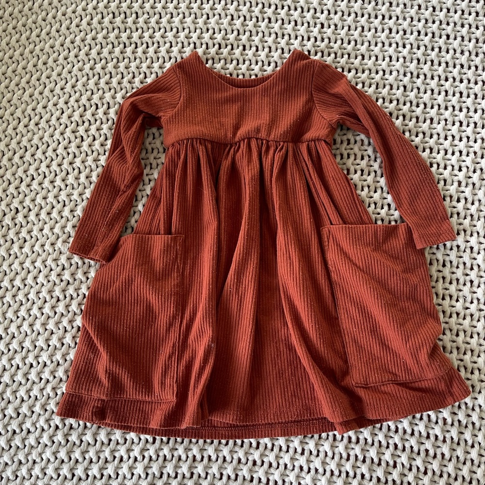 Remie Girl Ribbed Long Sleeve Day Dress